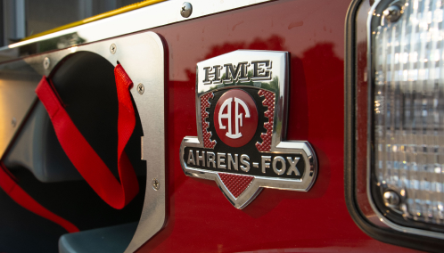 HME Ahrens-Fox Badge on Truck